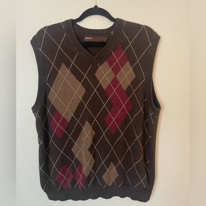 Pierre Cardin Men's Argyle Sweater Vest - Brown and Red
